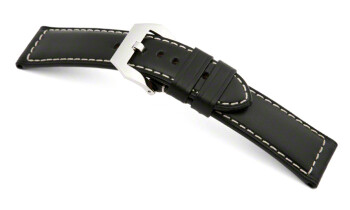 Uhrenarmband - Breitdorn - echt Juchten - Rind - Glatt - schwarz 24/22mm