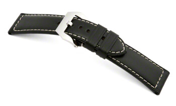 Uhrenarmband - Breitdorn - echt Juchten - Rind - Glatt - schwarz 26mm