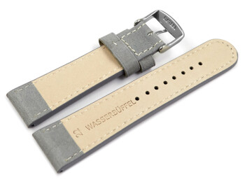 Uhrenarmband - Wasserbüffel Leder - grau - 24mm Stahl