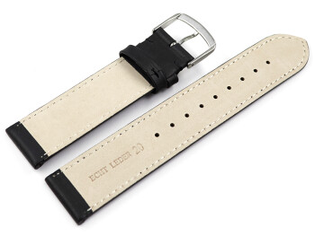Uhrenband - Leder - leicht gepolstert - Glatt - schwarz 24mm Stahl