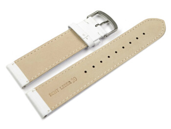 Uhrenband - Leder - leicht gepolster - Glatt - weiß 18mm Stahl