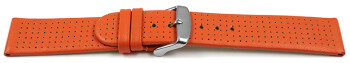 Uhrenarmband Glatt mit Lochung - orange 18mm Stahl