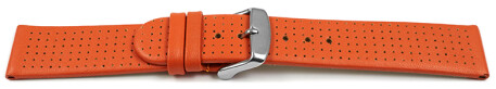 Uhrenarmband Glatt mit Lochung - orange 22mm Stahl