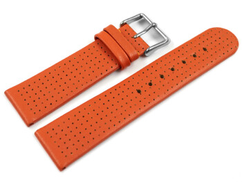 Uhrenarmband Glatt mit Lochung - orange 22mm Stahl