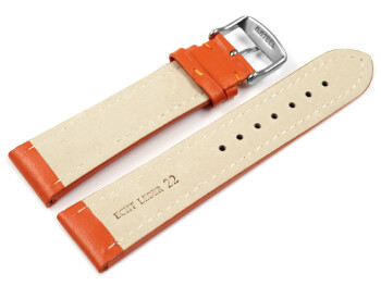 Uhrenarmband - echt Leder - glatt - orange 18mm Stahl