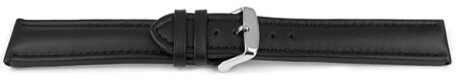 Uhrenarmband - echt Leder - glatt - schwarz 20mm Stahl