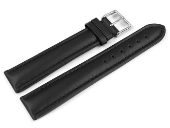 Uhrenarmband - echt Leder - glatt - schwarz 20mm Stahl