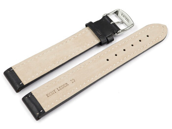 Uhrenarmband - echt Leder - glatt - schwarz 24mm Gold