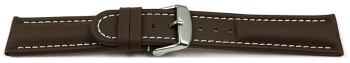 Uhrenarmband - echt Leder - glatt - dunkelbraun 24mm Stahl