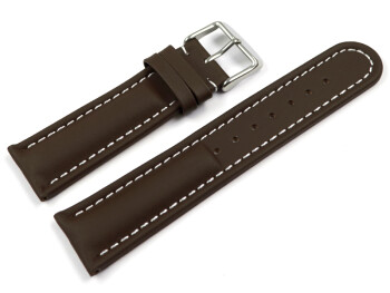 Uhrenarmband - echt Leder - glatt - dunkelbraun 24mm Stahl