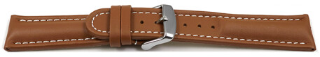 Uhrenarmband - echt Leder - glatt - hellbraun 20mm Stahl