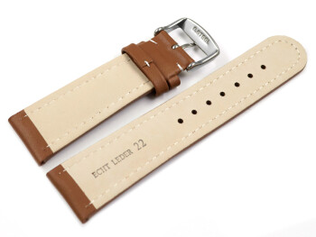 Uhrenarmband - echt Leder - glatt - hellbraun 20mm Gold