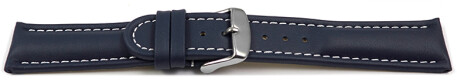 Uhrenarmband - echt Leder - glatt - dunkelblau 20mm Stahl