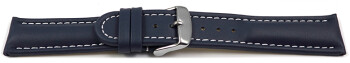 Uhrenarmband - echt Leder - glatt - dunkelblau 24mm Stahl