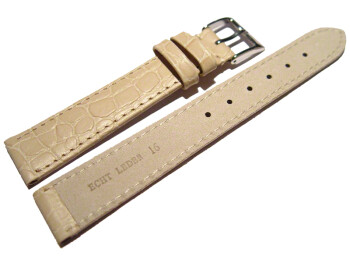 Uhrenarmband Leder sand 16mm Stahl Safari