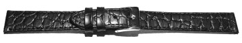 Uhrenarmband Leder schwarz 12mm Stahl Safari