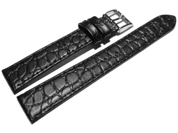 Uhrenarmband Leder schwarz 16mm Stahl Safari