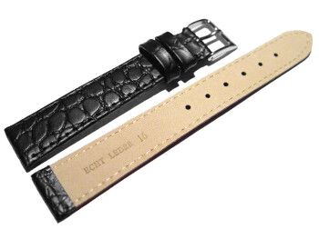 Uhrenarmband Leder schwarz 18mm Stahl Safari