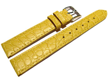 Uhrenarmband Leder gelb 18mm Stahl Safari
