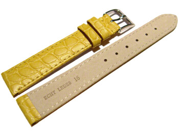 Uhrenarmband Leder gelb 18mm Stahl Safari
