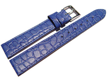 Uhrenarmband Leder blau 12mm Stahl Safari