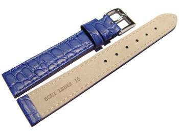 Uhrenarmband Leder blau 14mm Stahl Safari