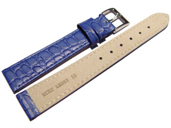 Uhrenarmband Leder blau 18mm Stahl Safari