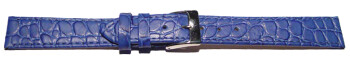 Uhrenarmband Leder blau 22mm Stahl Safari