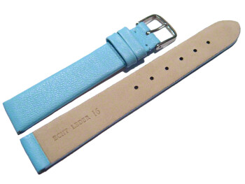 Uhrenarmband Leder Business hellblau 22mm Stahl