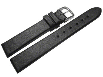 Uhrenarmband Leder Business schwarz 16mm Stahl