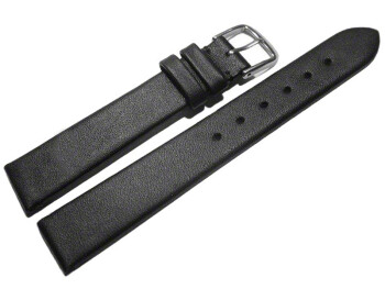 Uhrenarmband Leder Business schwarz 18mm Stahl