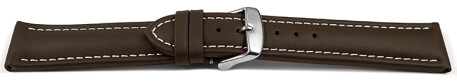 XL Uhrenarmband Leder Glatt dunkelbraun 20mm Stahl
