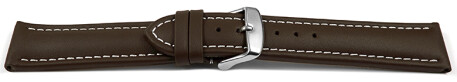 XL Uhrenarmband Leder Glatt dunkelbraun 26mm Stahl