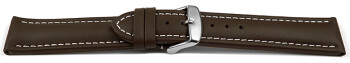 XL Uhrenarmband Leder Glatt dunkelbraun 26mm Stahl