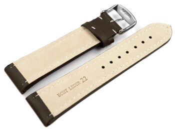 XL Uhrenarmband Leder Glatt dunkelbraun 26mm Stahl