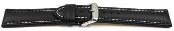 XL Uhrenarmband  Leder Glatt schwarz 24mm Stahl