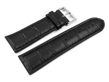 Uhrenarmband - echt Leder - Kroko - schwarz - 26mm