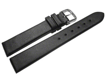 Uhrenarmband Leder Business schwarz XL 12mm Stahl