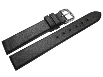 Uhrenarmband Leder Business schwarz XL 16mm Stahl