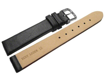 Uhrenarmband Leder Business schwarz XL 16mm Stahl