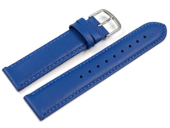 Uhrenarmband blau glattes Leder leicht gepolstert 10mm Stahl