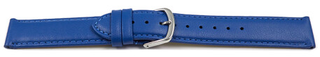 Uhrenarmband blau glattes Leder leicht gepolstert 10mm Gold