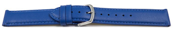Uhrenarmband blau glattes Leder leicht gepolstert 16mm Stahl