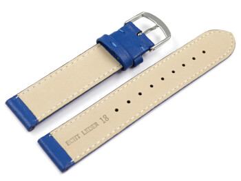 Uhrenarmband blau glattes Leder leicht gepolstert 18mm Stahl