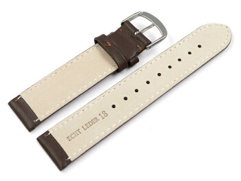 Uhrenarmband dunkelbraun glattes Leder leicht gepolstert 16mm Gold