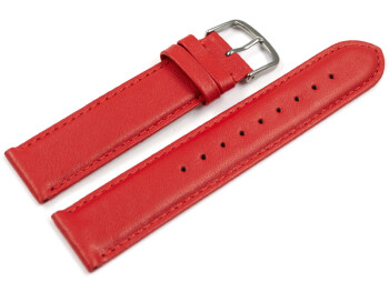 Uhrenarmband rot glattes Leder leicht gepolstert 16mm Stahl