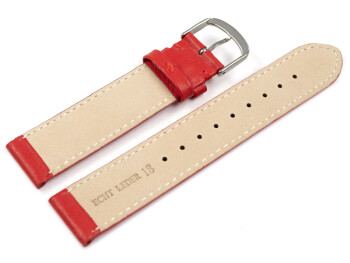 Uhrenarmband rot glattes Leder leicht gepolstert 20mm Stahl