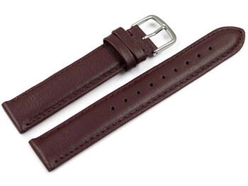 Uhrenarmband bordeaux glattes Leder leicht gepolstert 14mm Gold