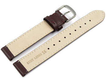 Uhrenarmband bordeaux glattes Leder leicht gepolstert 14mm Gold