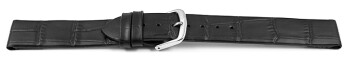 Uhrenarmband für feste Stege - Kroko Prägung - schwarz - 10mm Stahl